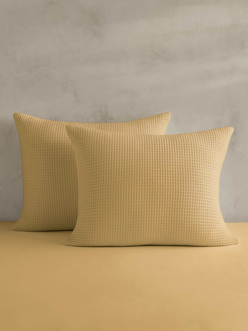 Cotton Waffle-Weave Shams - Camel