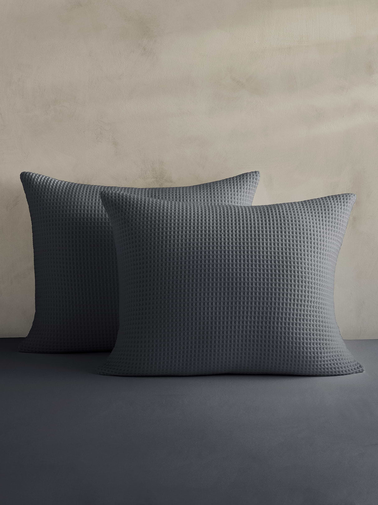 Cotton Waffle-Weave Shams - Blue Slate
