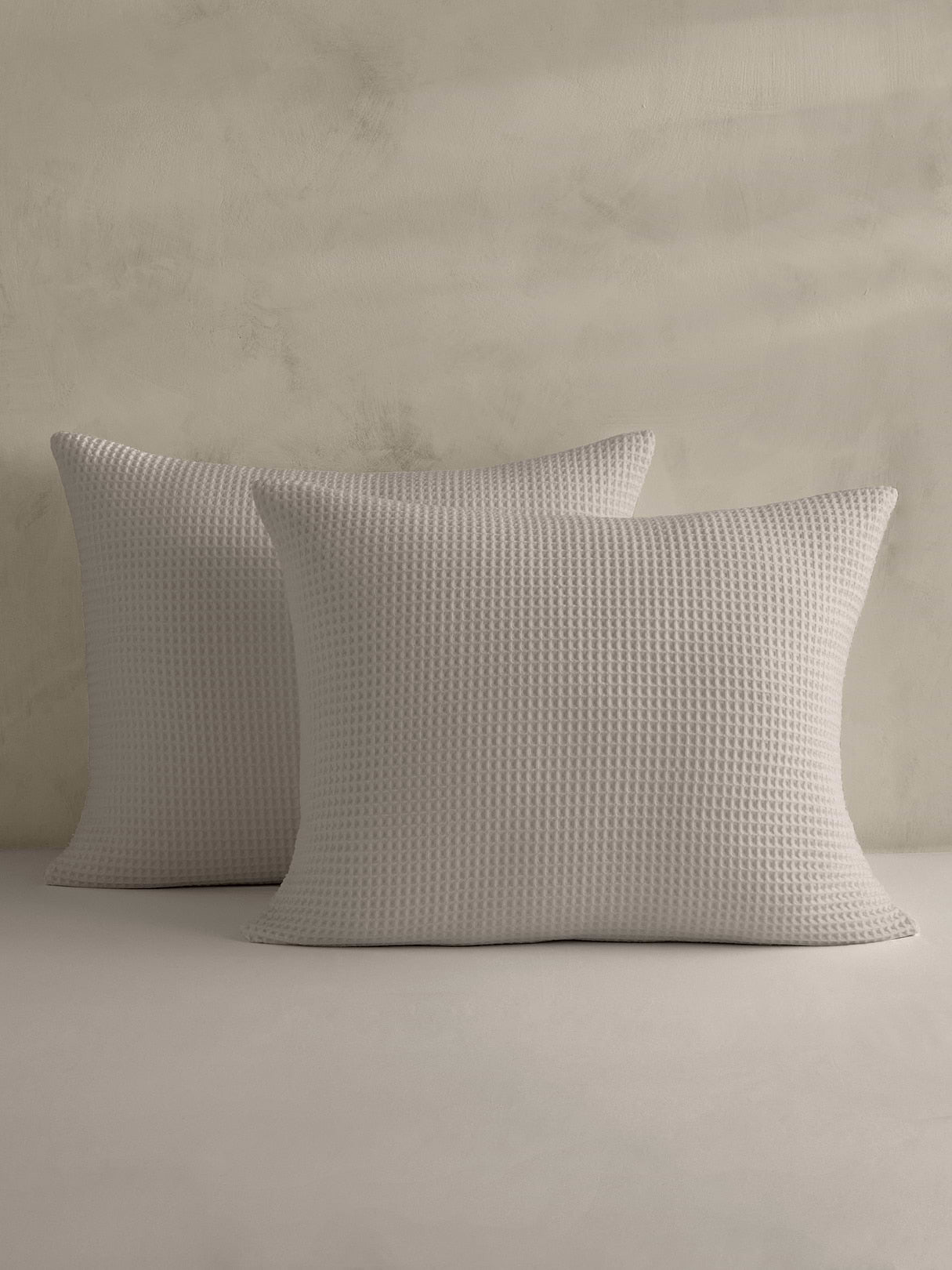 Cotton Waffle-Weave Shams - Pewter
