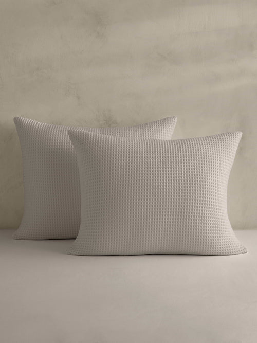 Cotton Waffle-Weave Shams - Pewter