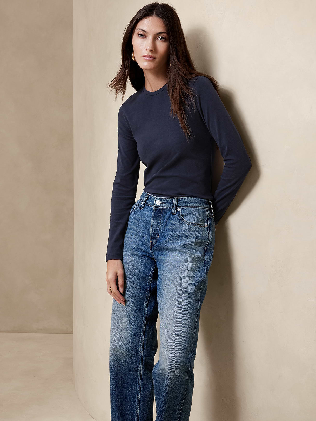 Refined Crew-Neck T-Shirt - Navy Blue