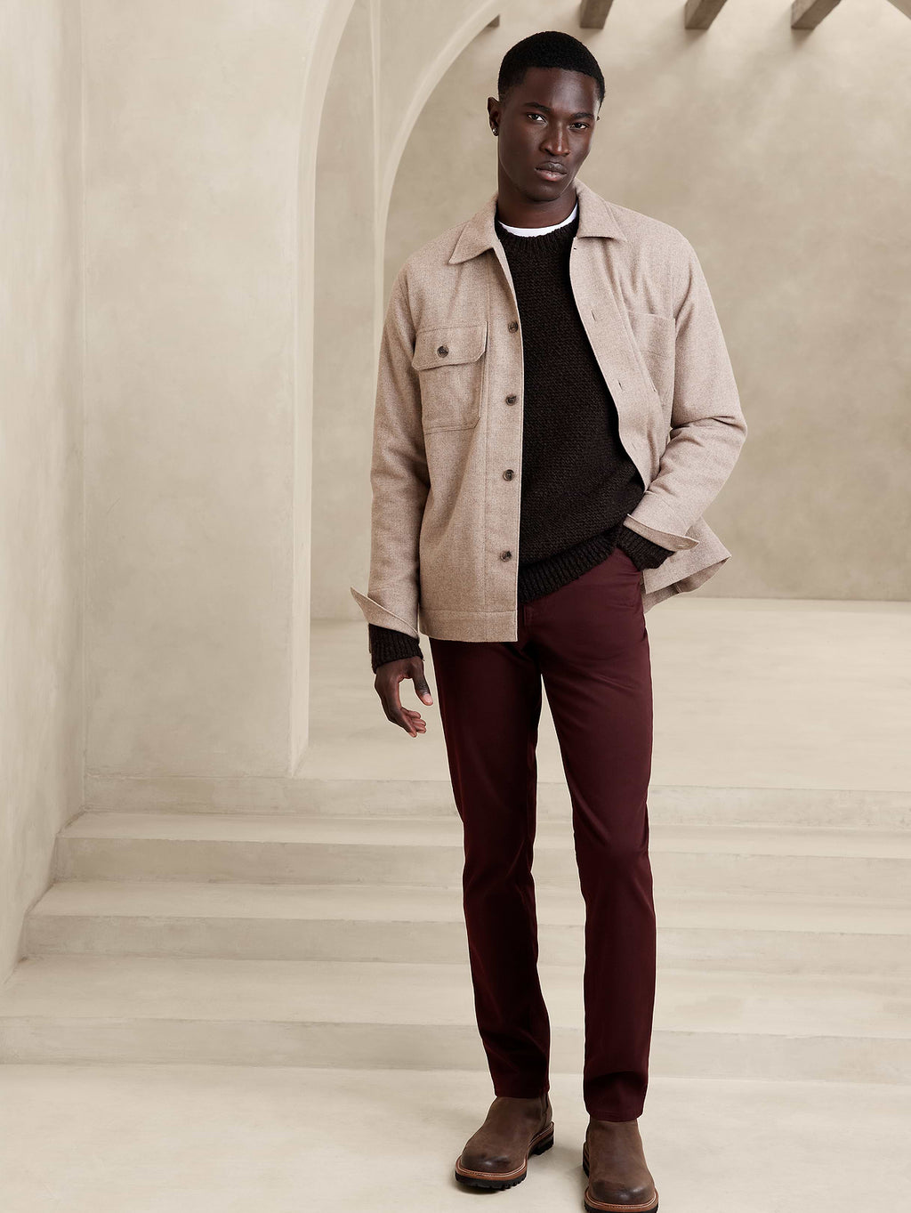 Slim Traveler Pant - Burgundy
