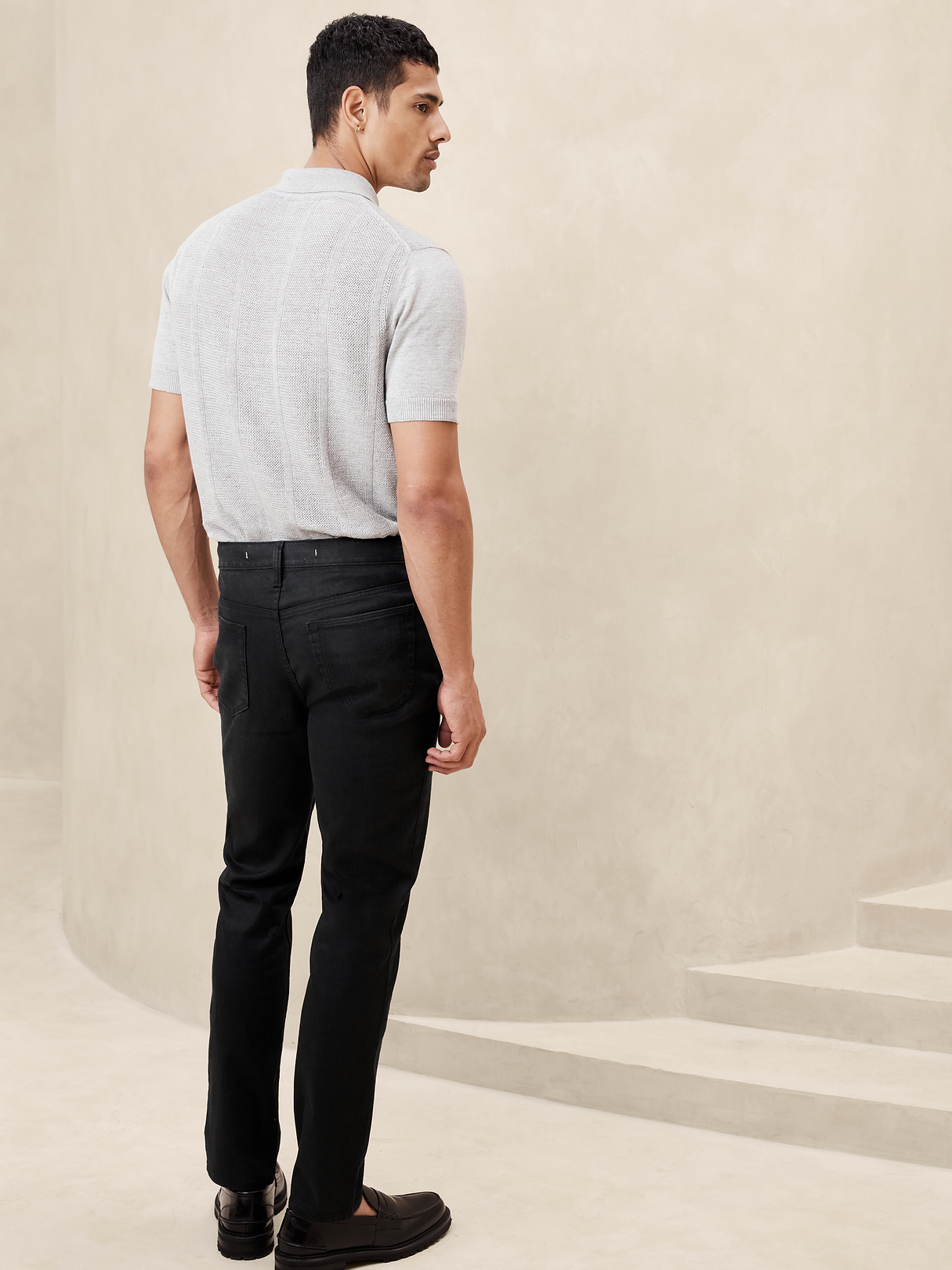 Slim Linen-Cotton Traveler Pant - Black