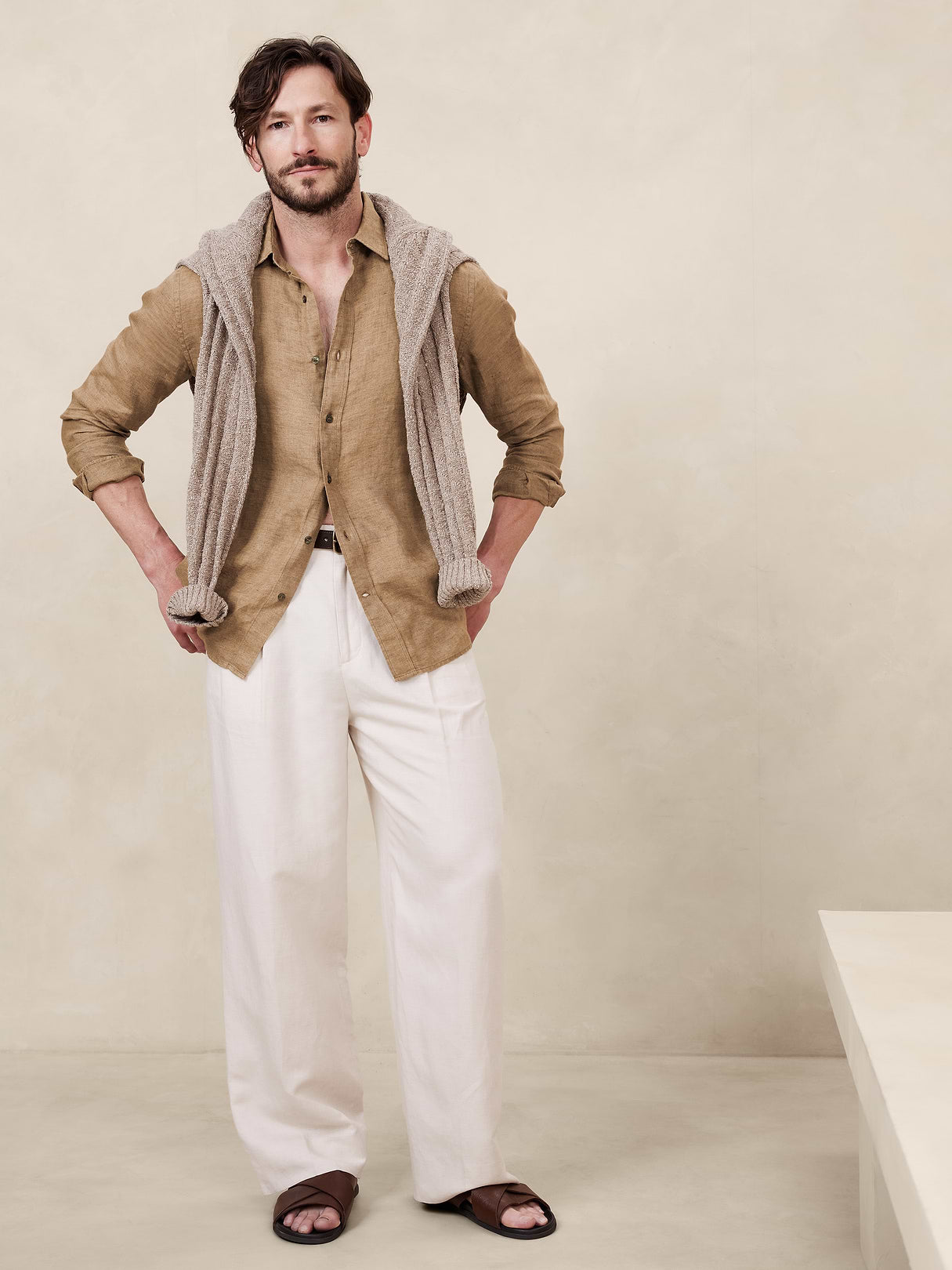 Slim-Fit Linen Shirt - Whiskey Brown