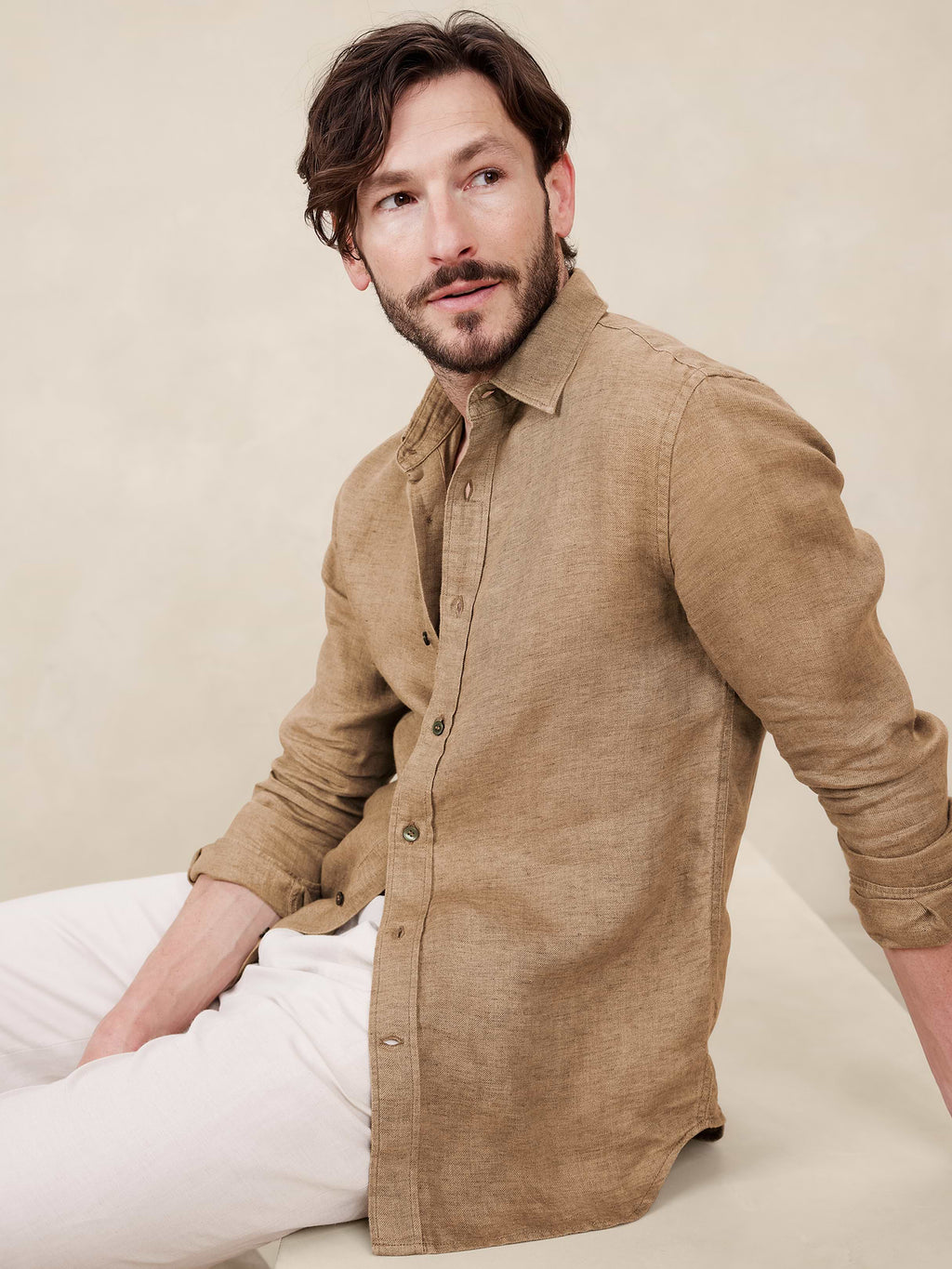 Slim-Fit Linen Shirt - Whiskey Brown