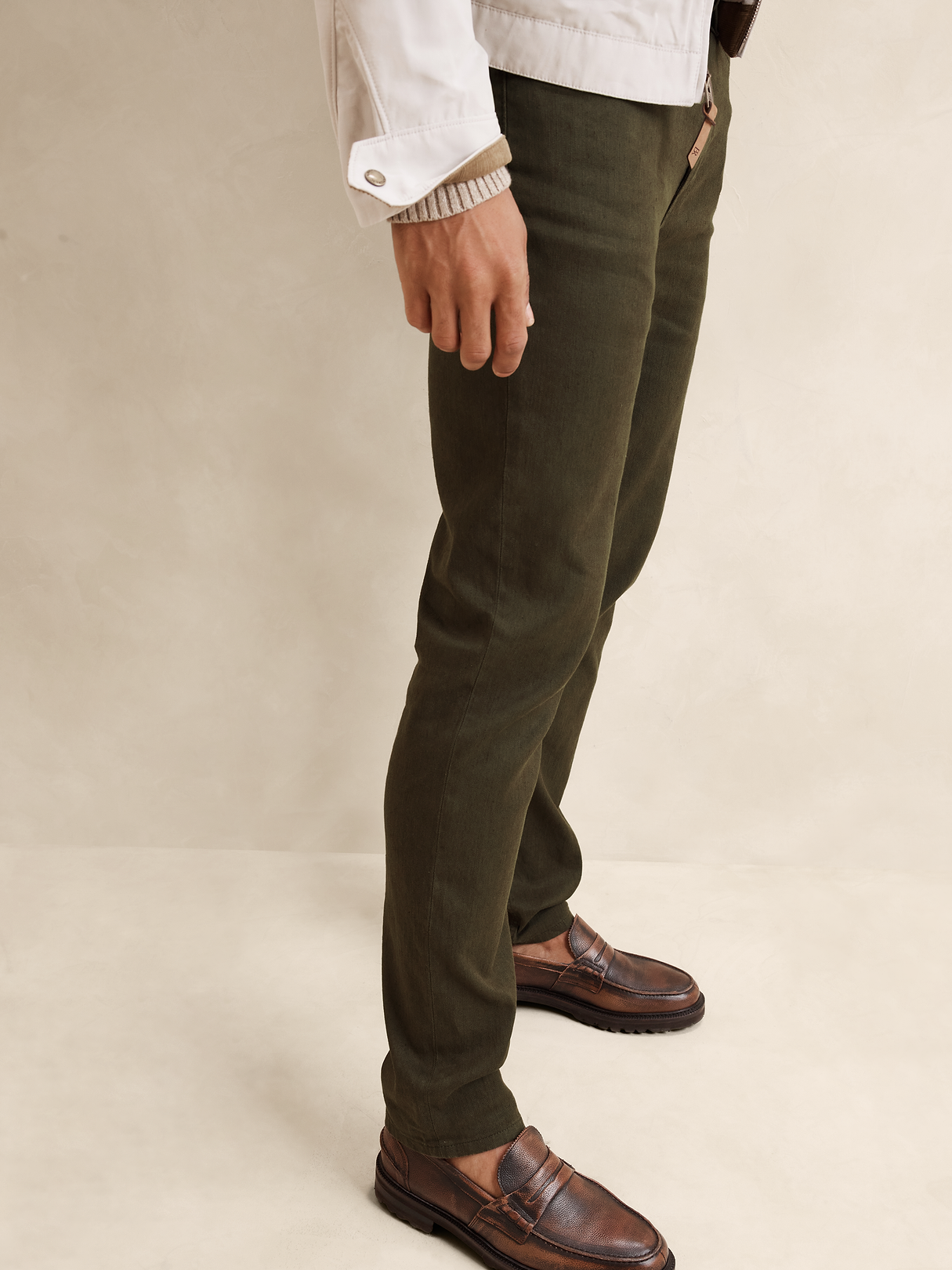 Slim Linen-Cotton Traveler Pant - Spiced Olive Green
