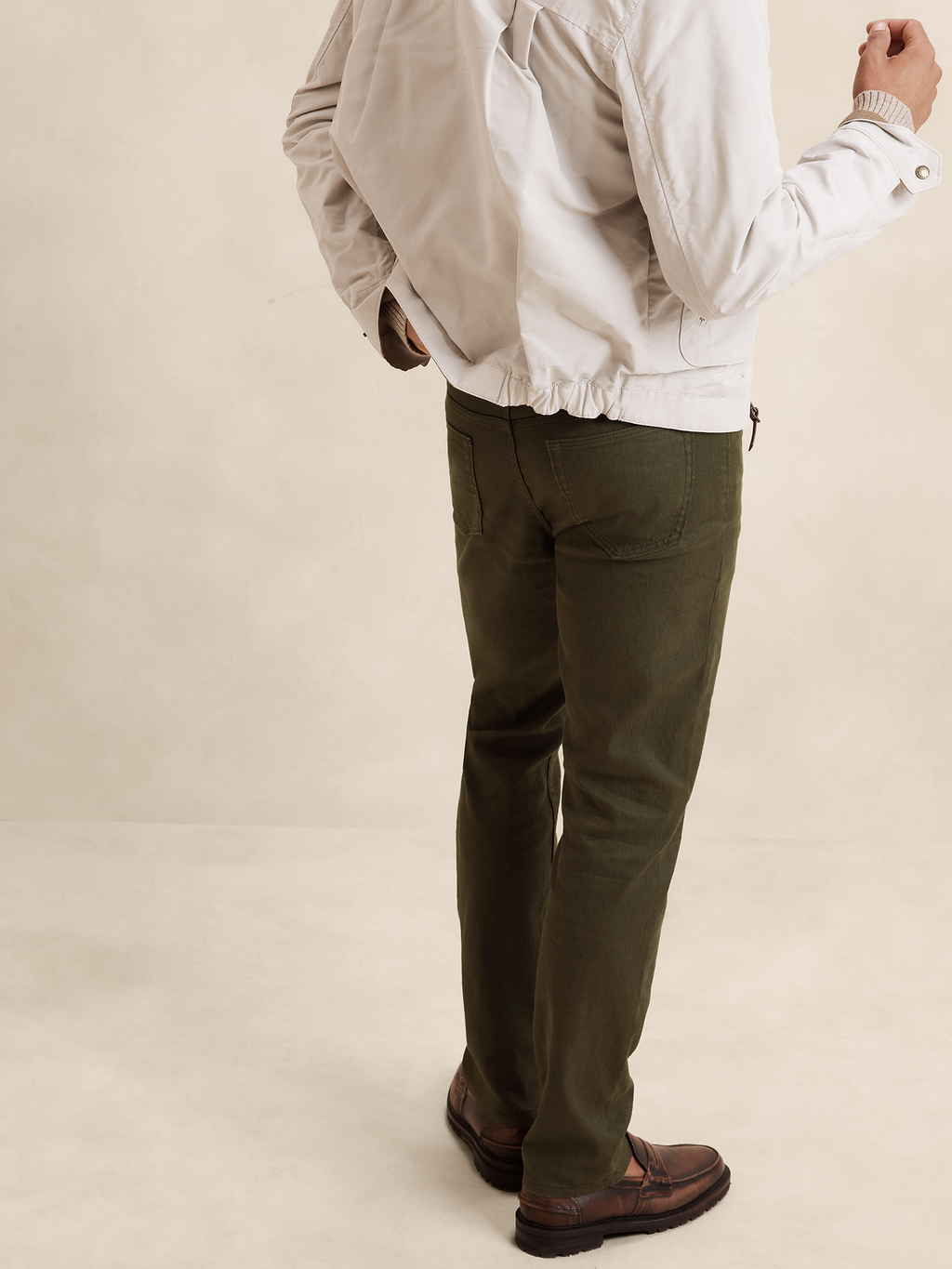 Slim Linen-Cotton Traveler Pant - Spiced Olive Green