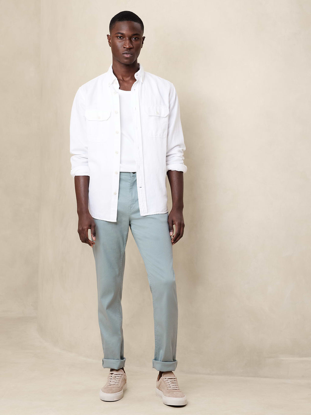 Slim Linen-Cotton Traveler Pant - Cerulean Blue