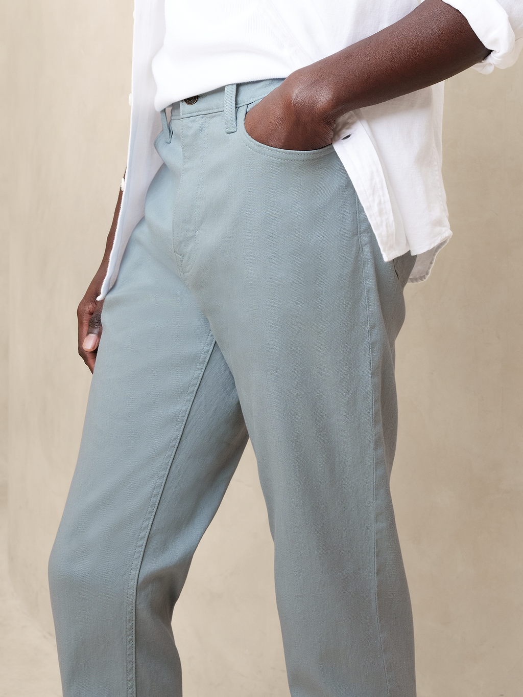 Slim Linen-Cotton Traveler Pant - Cerulean Blue