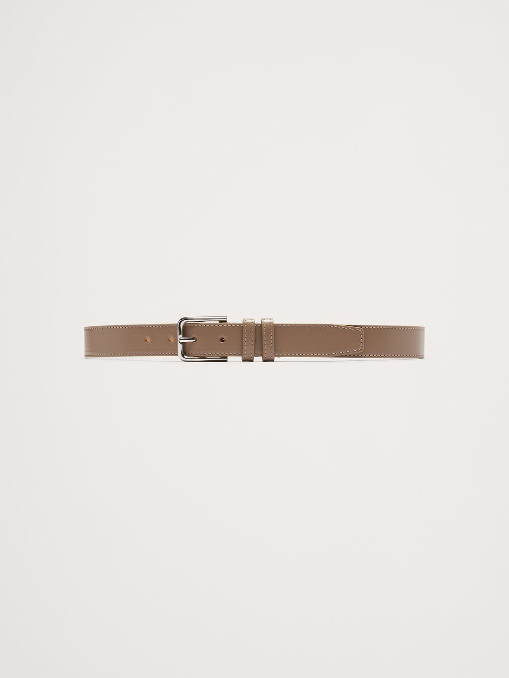Topstitched Leather Belt - Soft Taupe