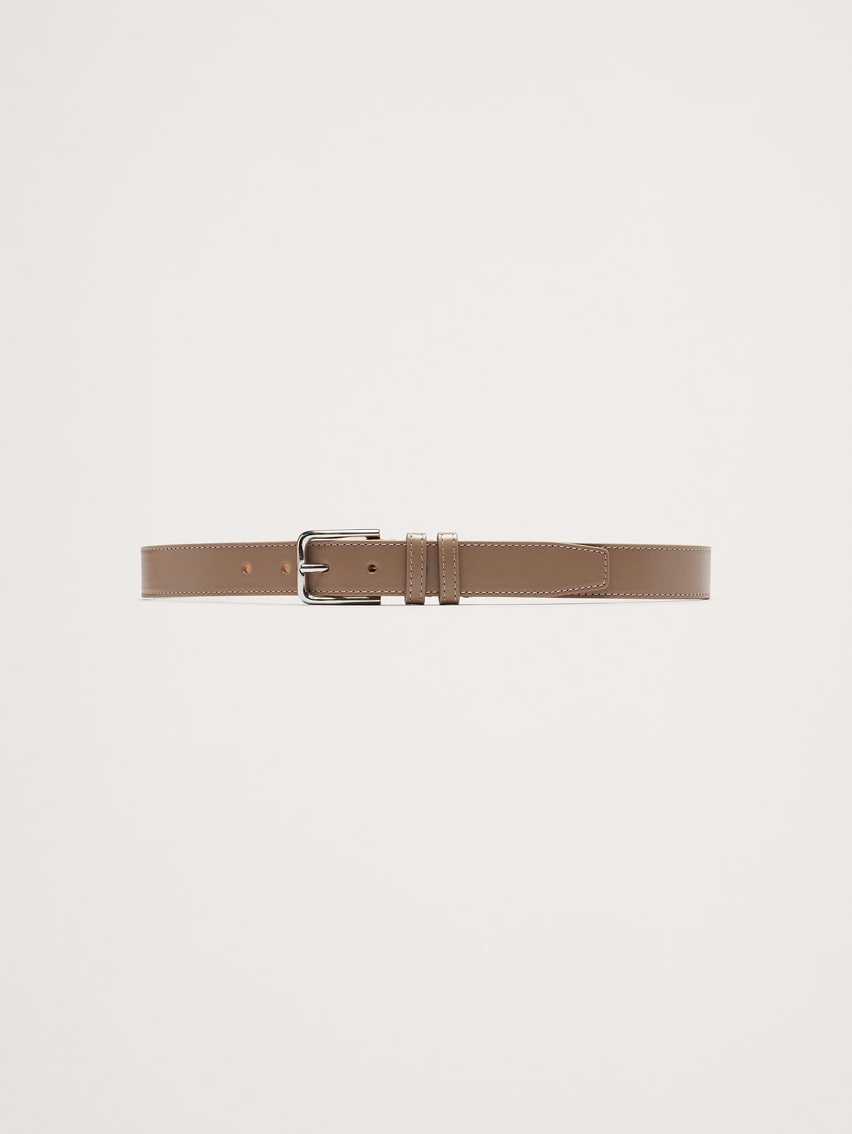 Topstitched Leather Belt - Soft Taupe