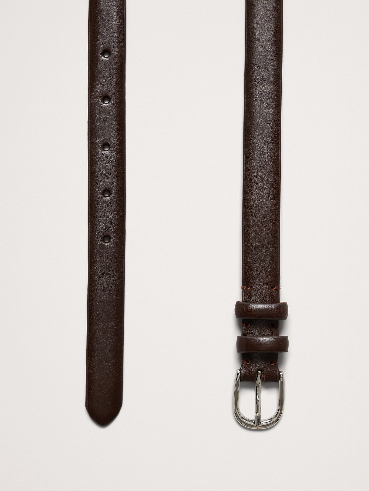 Slim Leather Belt - Rich Chocolate Brown