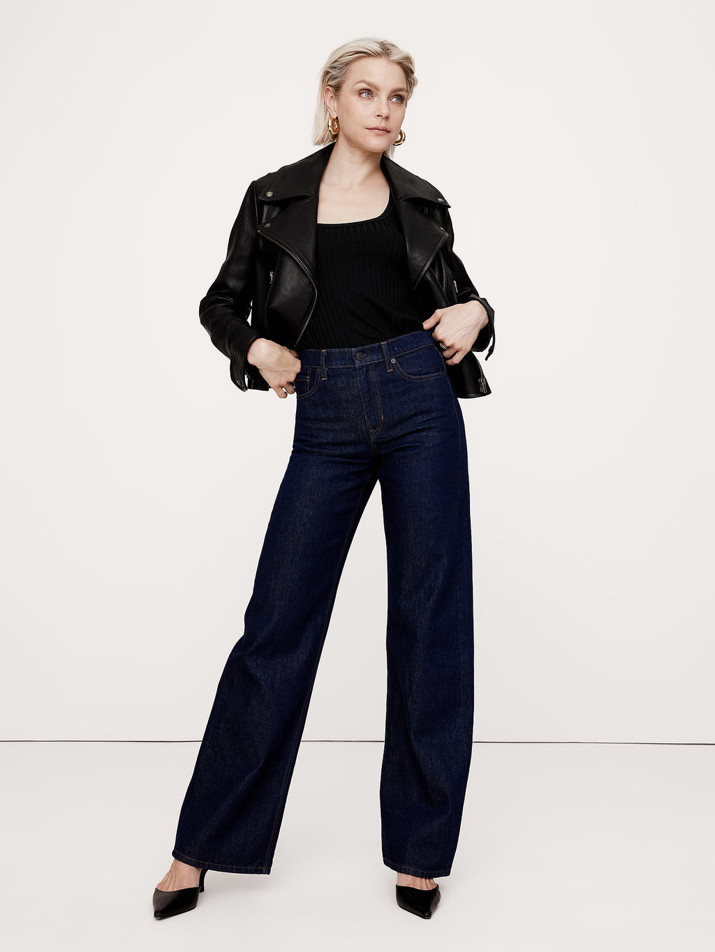 Enola Leather Moto Jacket - Black
