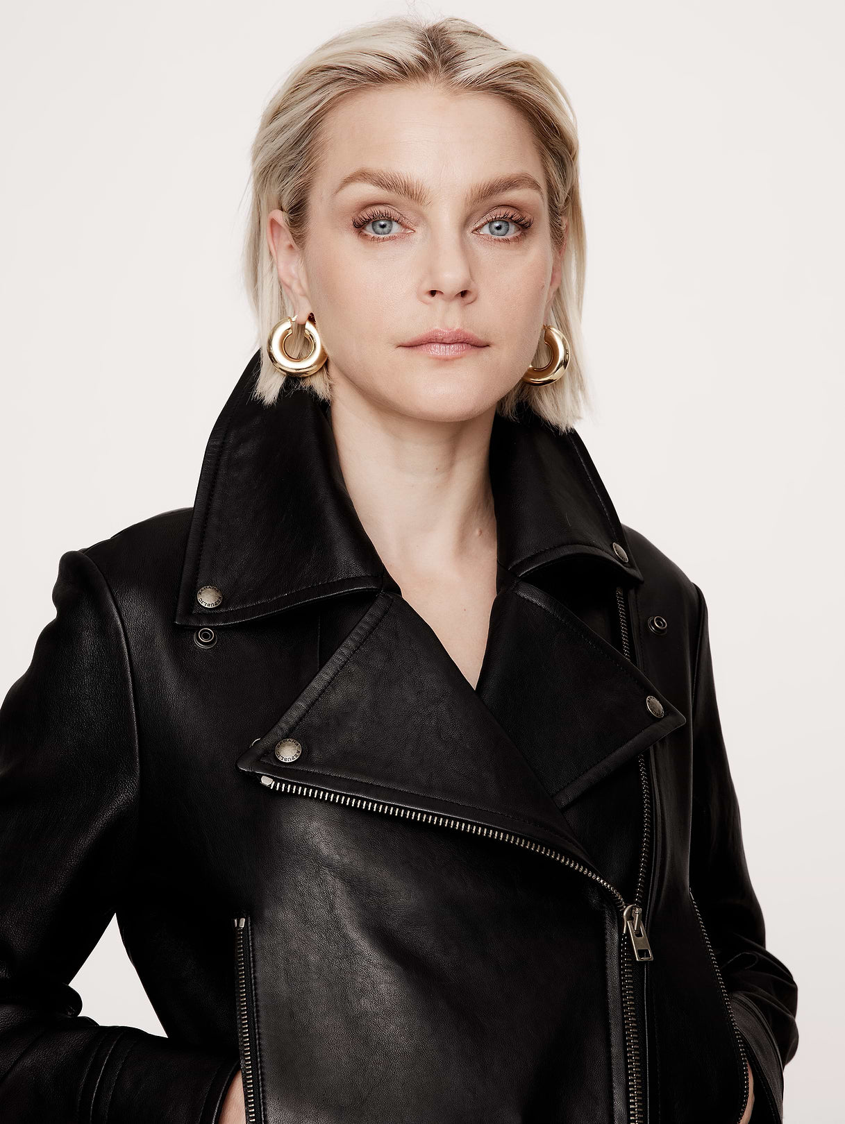 Enola Leather Moto Jacket - Black