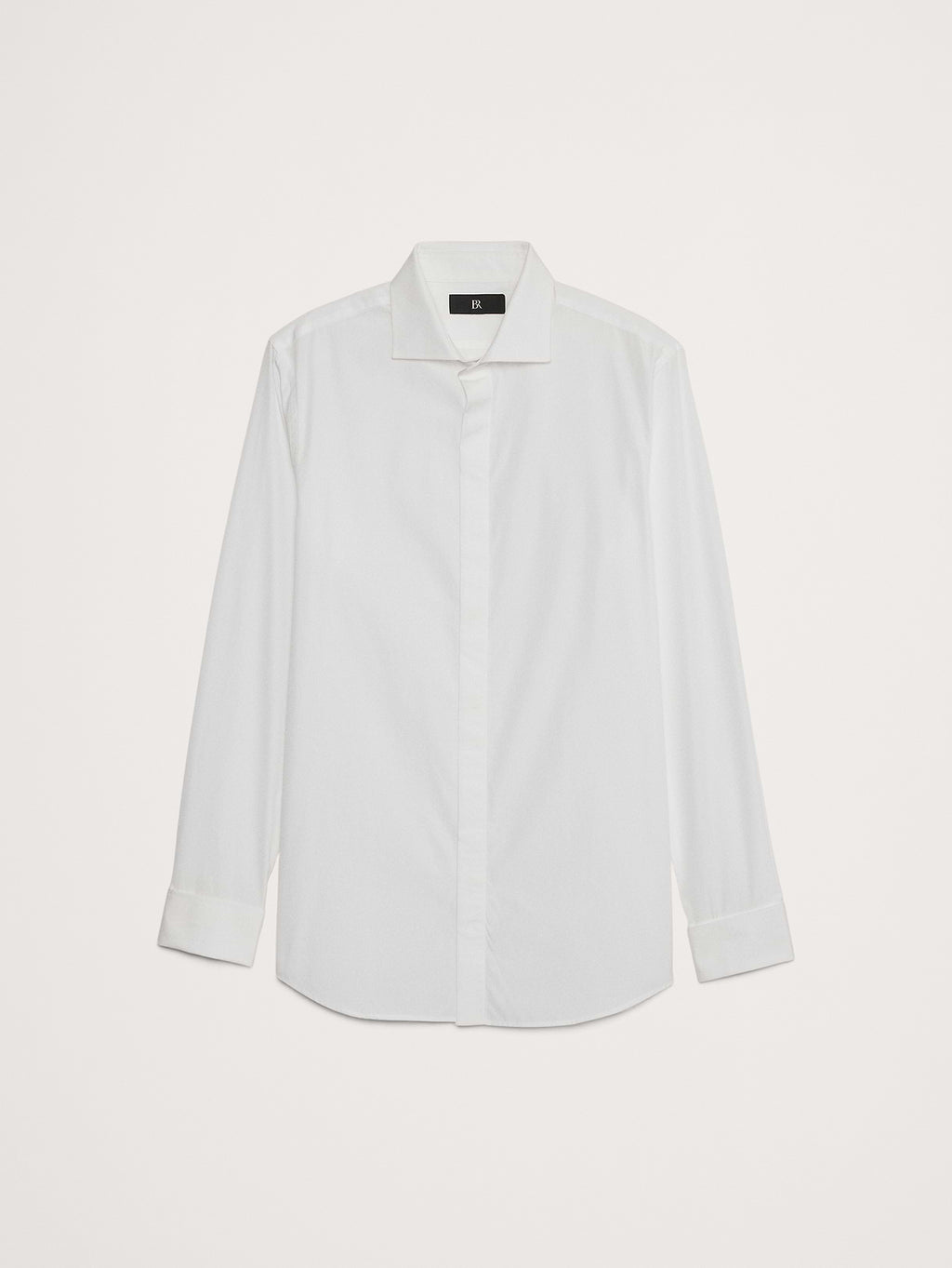 Slim-Fit Cotton Poplin Tuxedo Shirt with Cutaway Collar - White