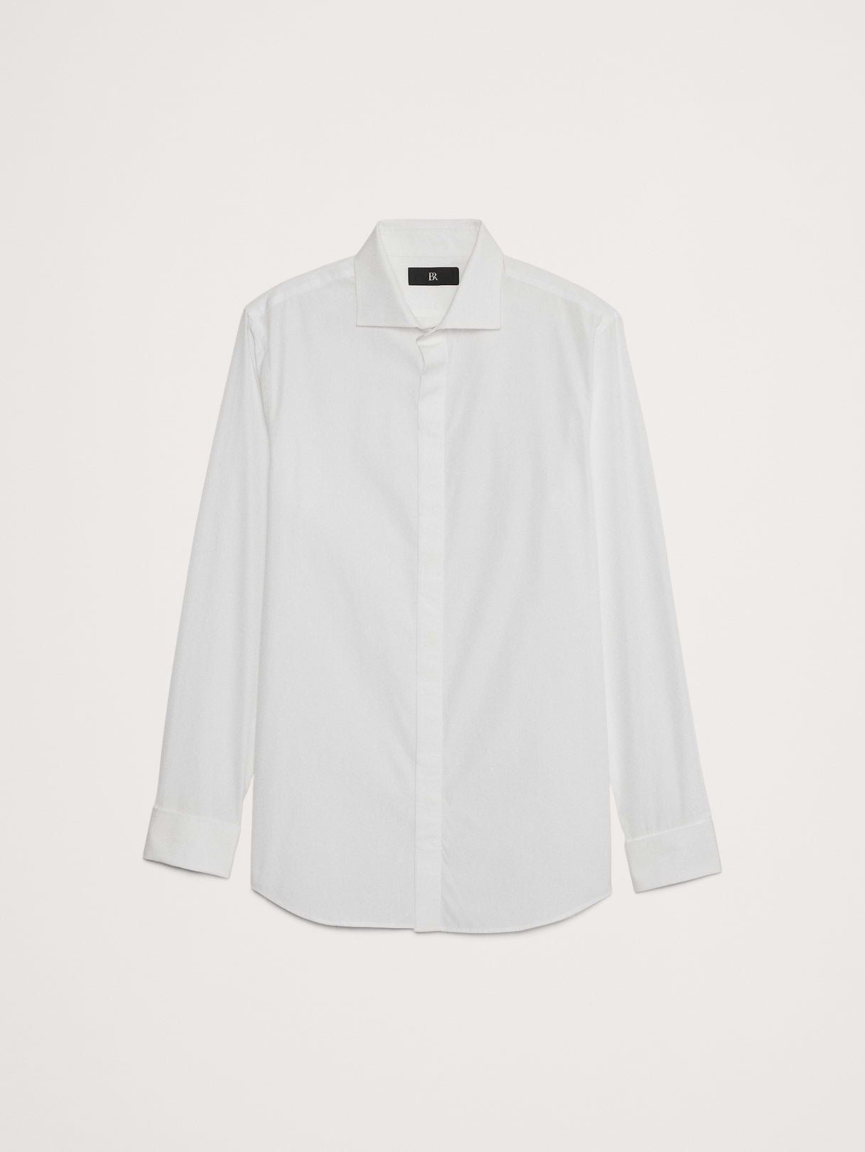 Slim-Fit Cotton Poplin Tuxedo Shirt with Cutaway Collar - White