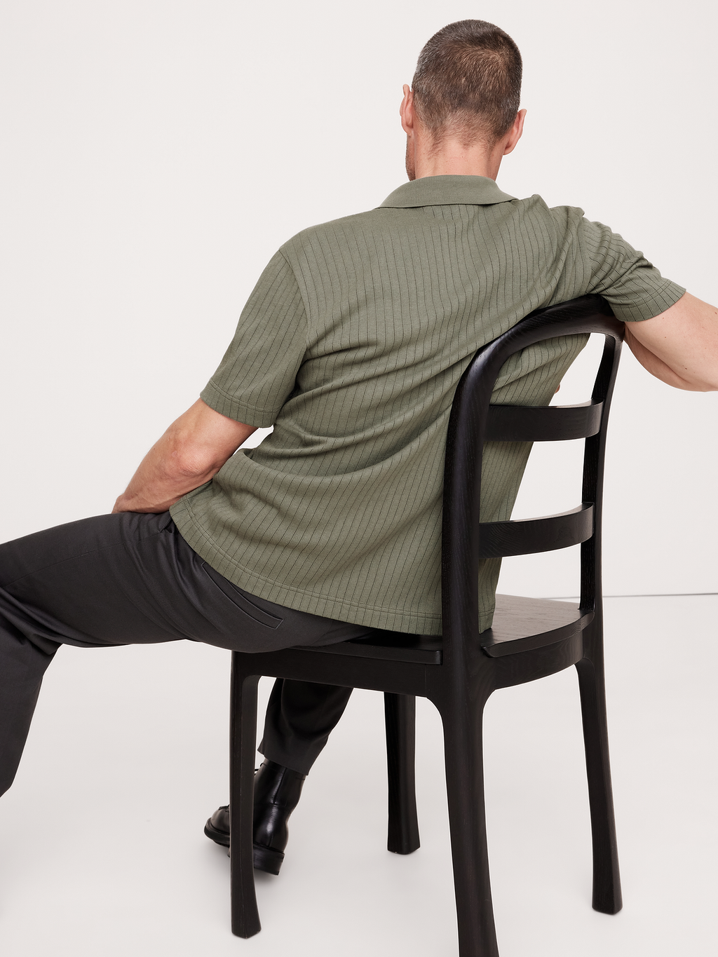 Ribbed Modal-Cotton Resort Shirt - Green Nori