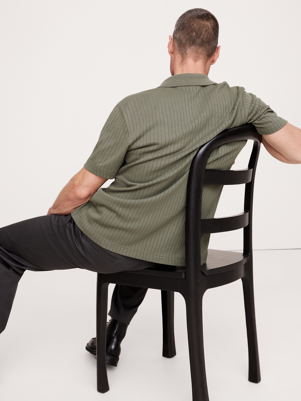 Ribbed Modal-Cotton Resort Shirt - Green Nori