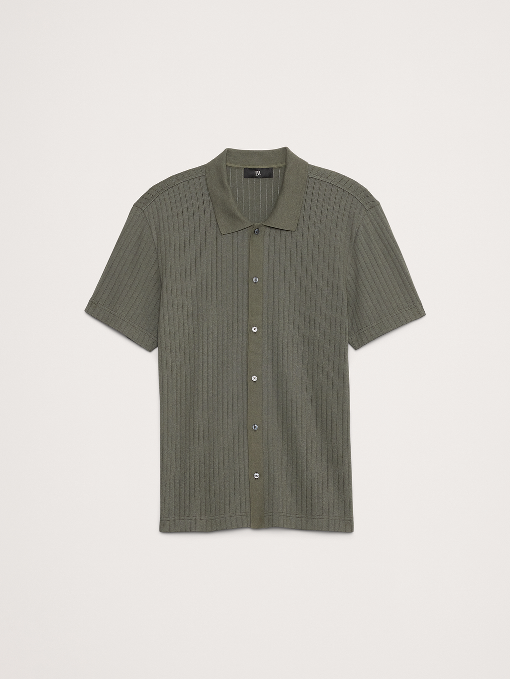 Ribbed Modal-Cotton Resort Shirt - Green Nori