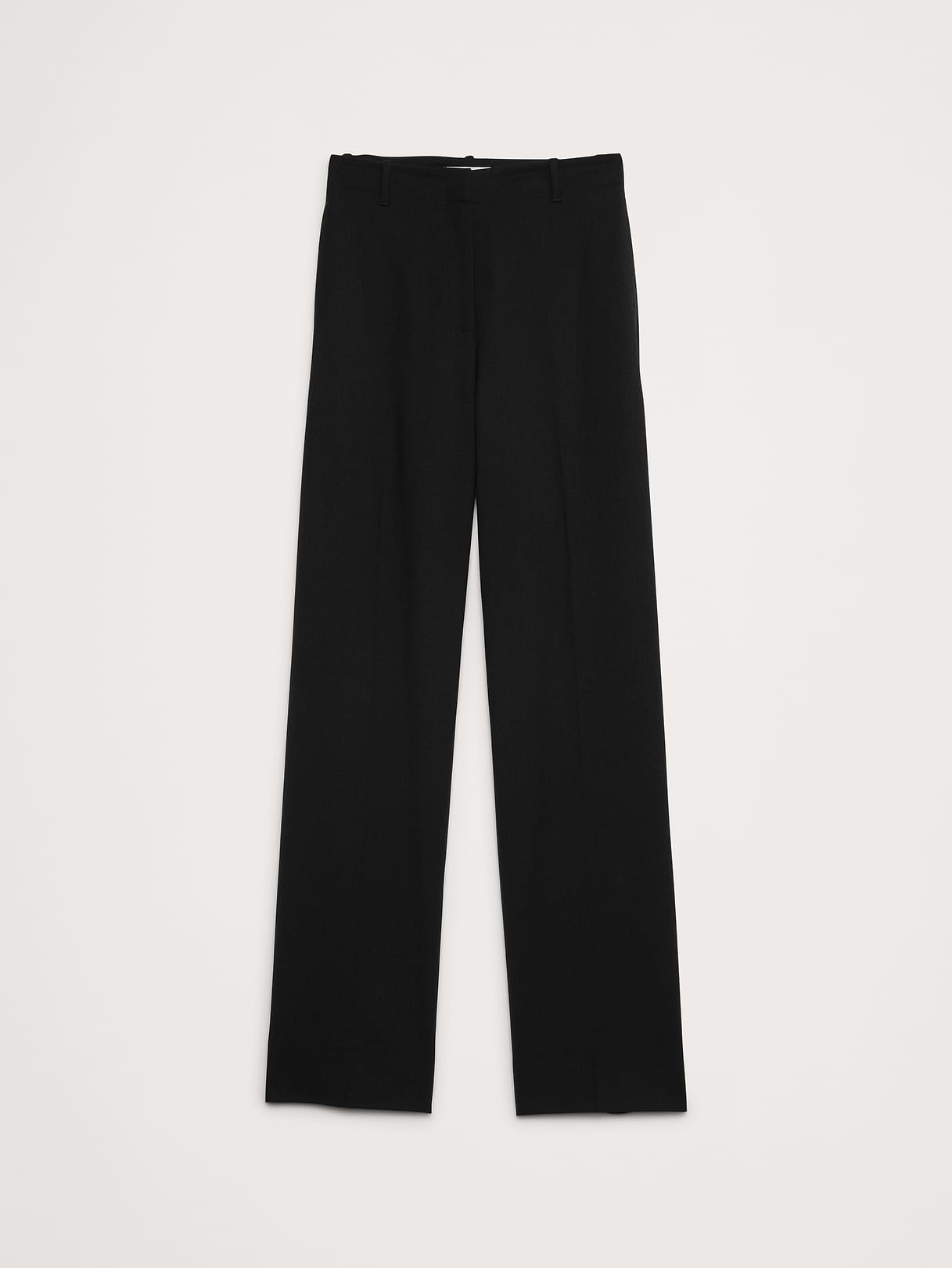 Ultra High-Rise Modern Straight Italian Lightweight Wool Pant - Black
