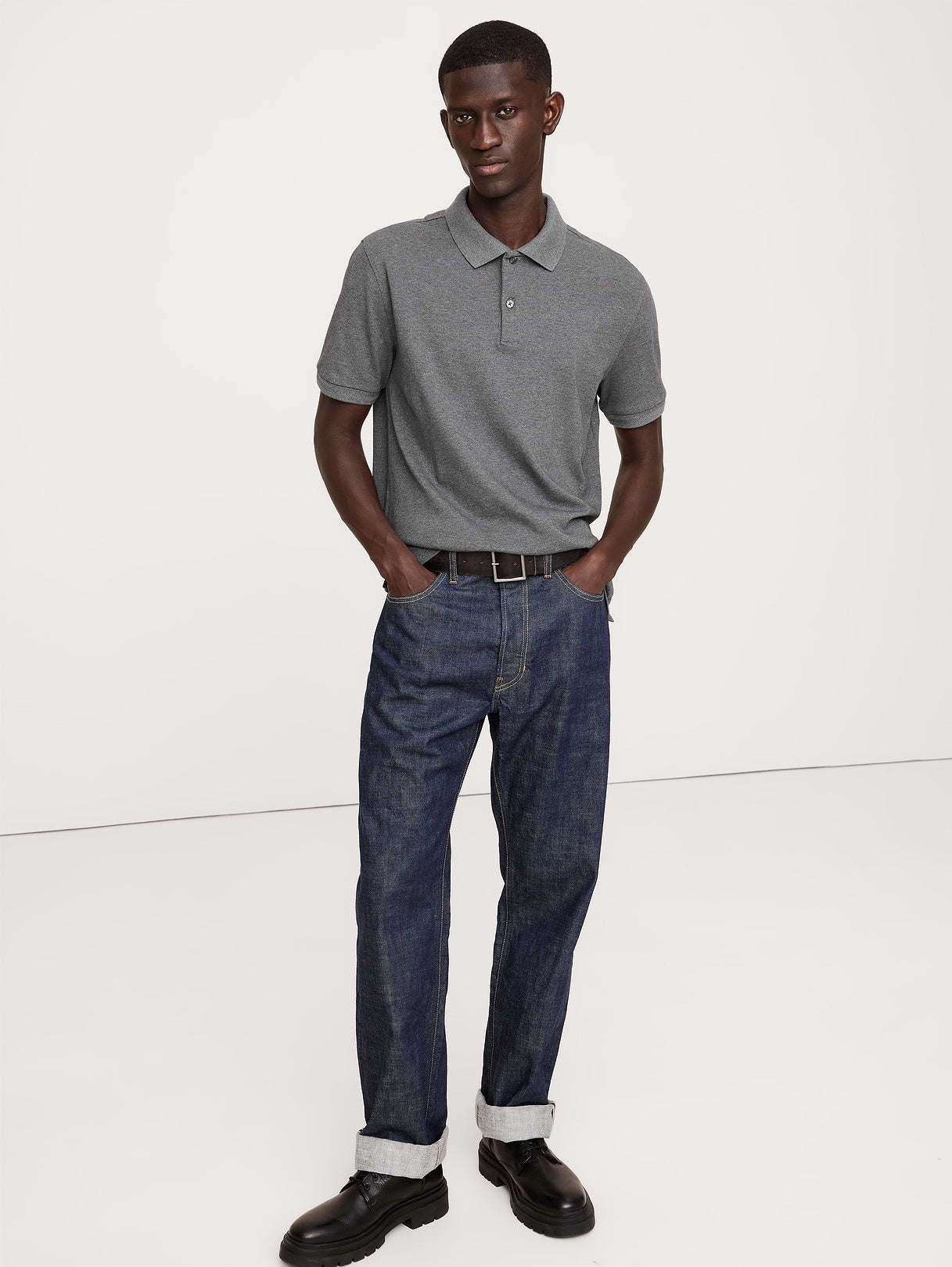 Luxury-Touch Polo - Dark Charcoal Gray