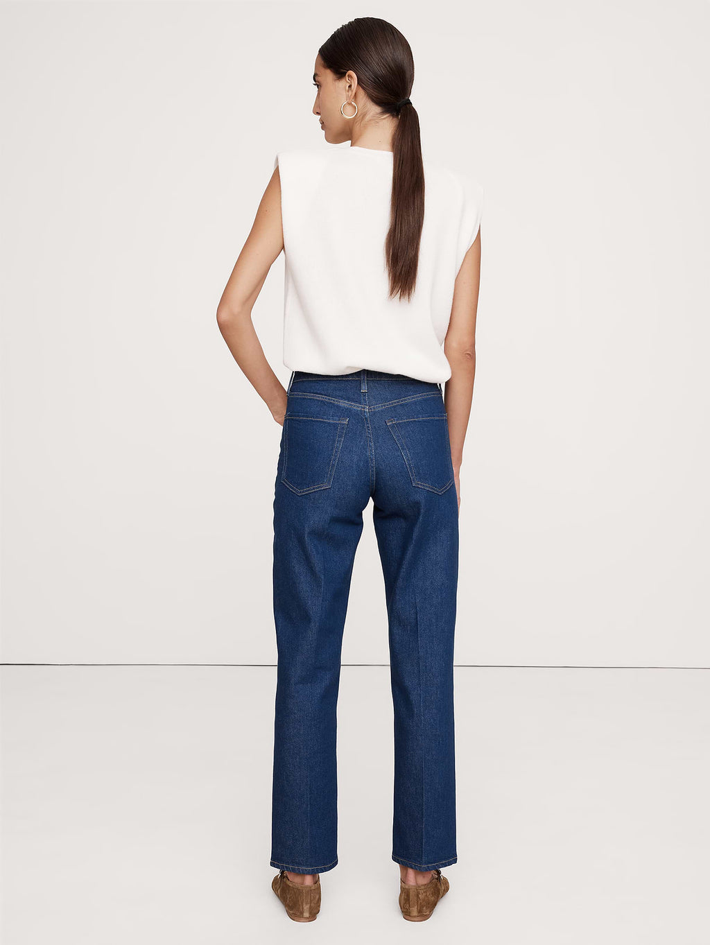 High-Rise Straight Jean - Medium-Dark Wash