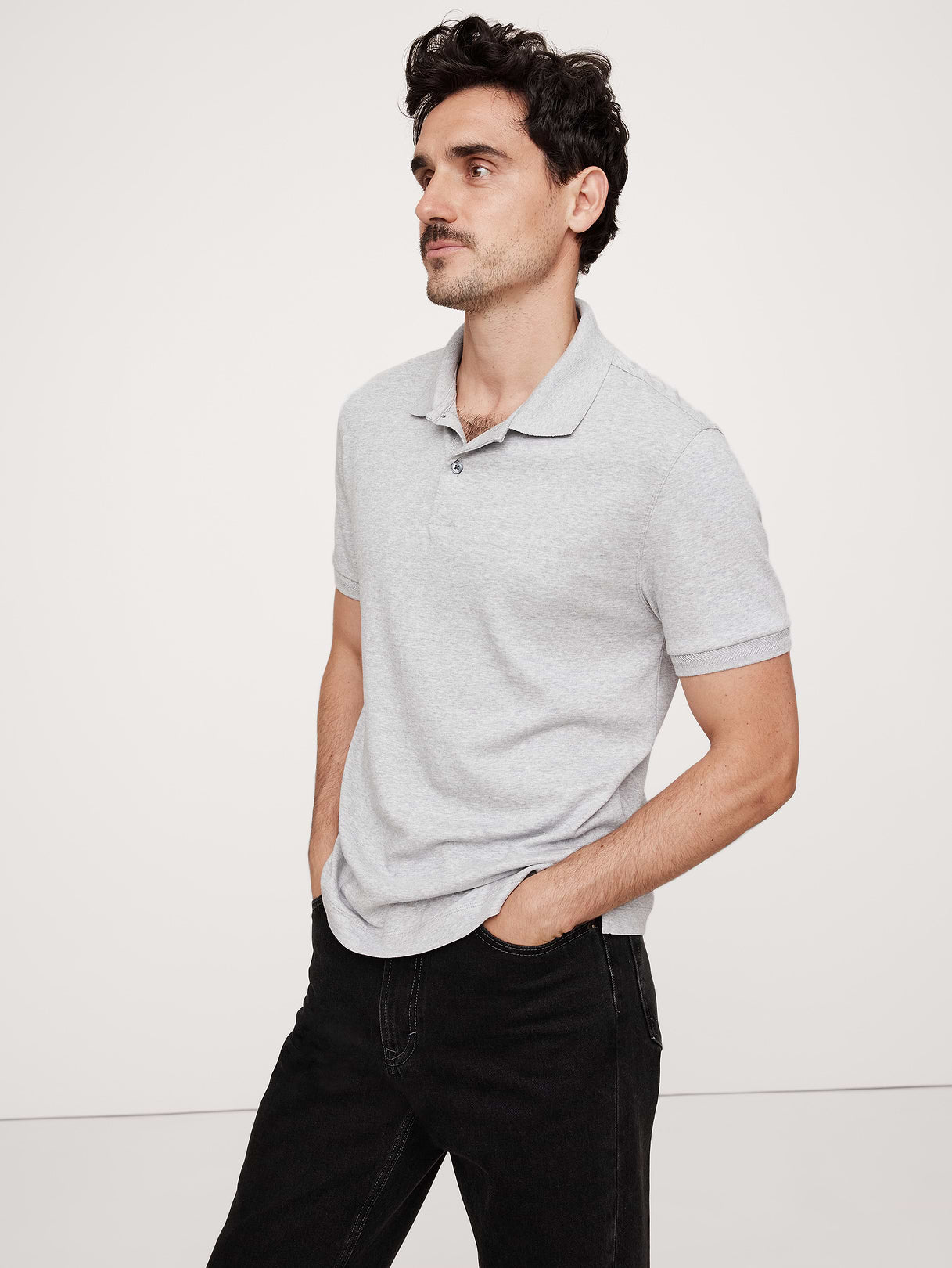 Luxury-Touch Polo - Light Gray Heather