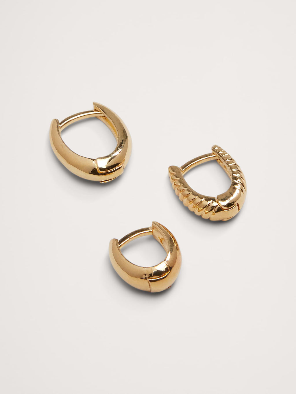 Ravena Oval Huggie Hoop Earrings Set Of 3 by Aureus + Argent - Gold