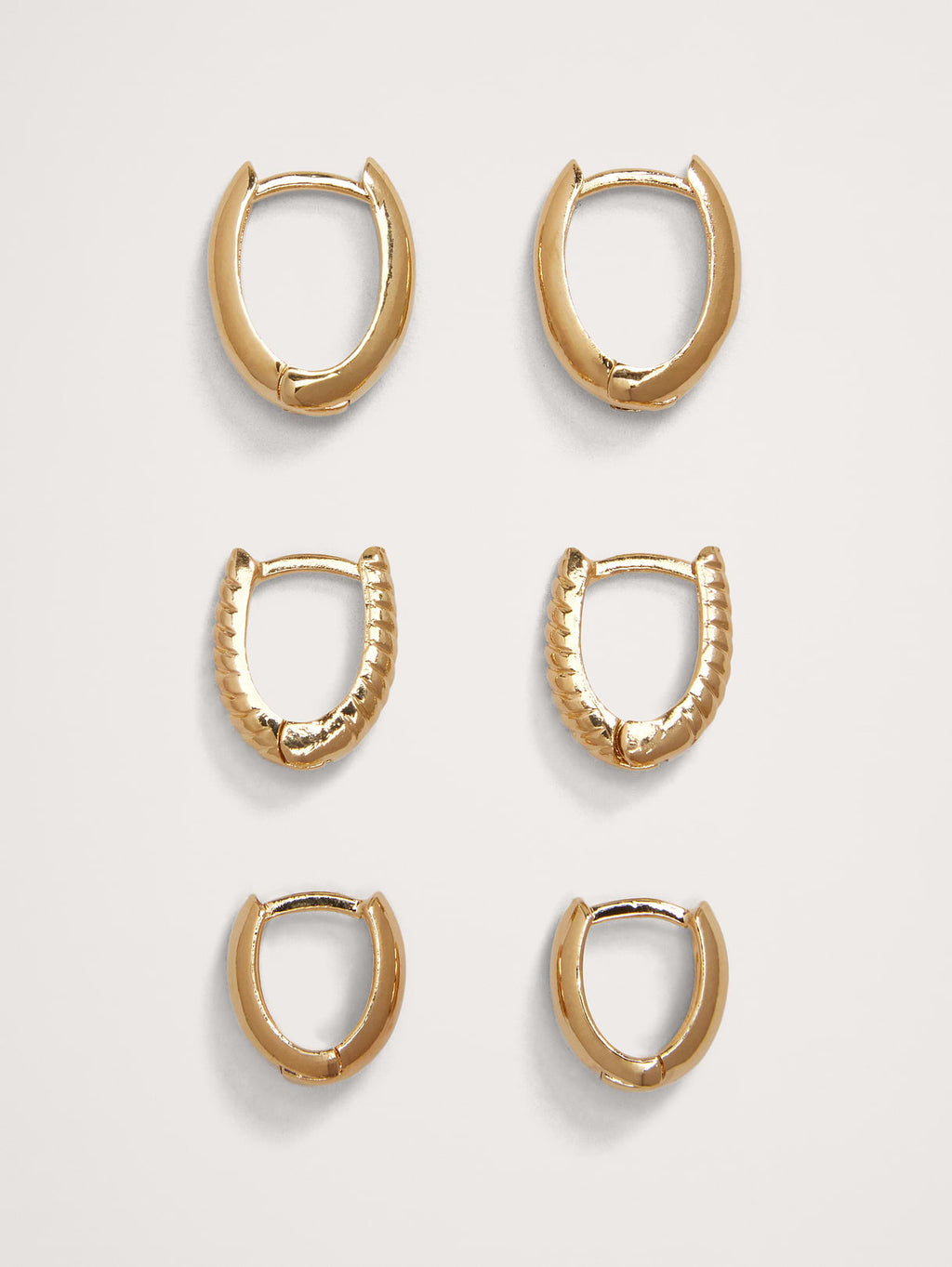 Ravena Oval Huggie Hoop Earrings Set Of 3 by Aureus + Argent - Gold