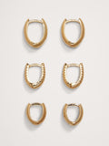 Ravena Oval Huggie Hoop Earrings Set Of 3 by Aureus + Argent - Gold