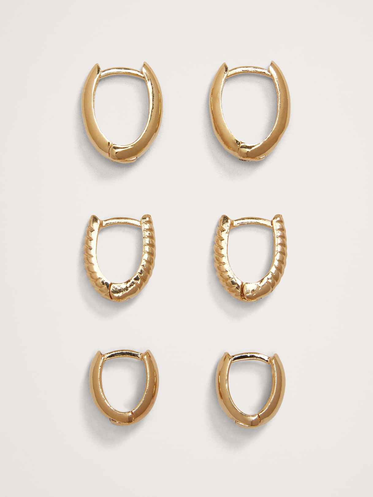 Ravena Oval Huggie Hoop Earrings Set Of 3 by Aureus + Argent - Gold
