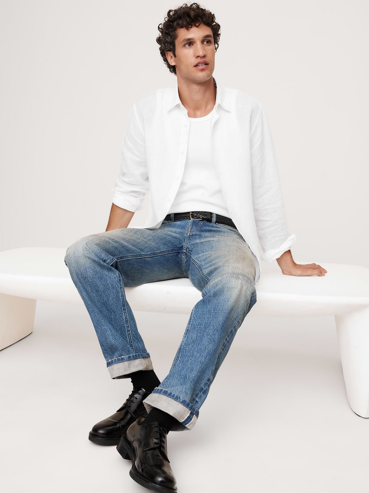 Slim-Fit Linen Shirt - White