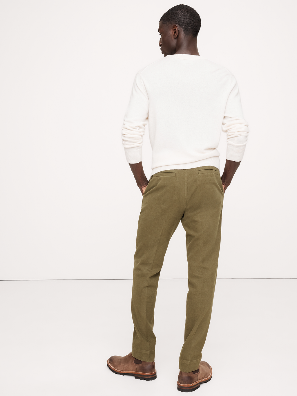 Slim Brushed Stretch Chino - Trailhead Green