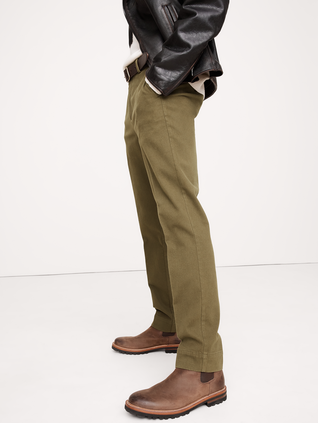 Slim Brushed Stretch Chino - Trailhead Green