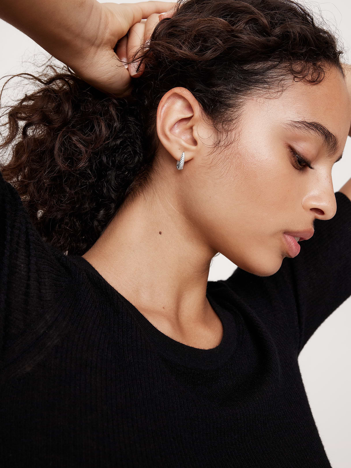 Ravena Oval Huggie Hoop Earrings Set Of 3 by Aureus + Argent - Silver