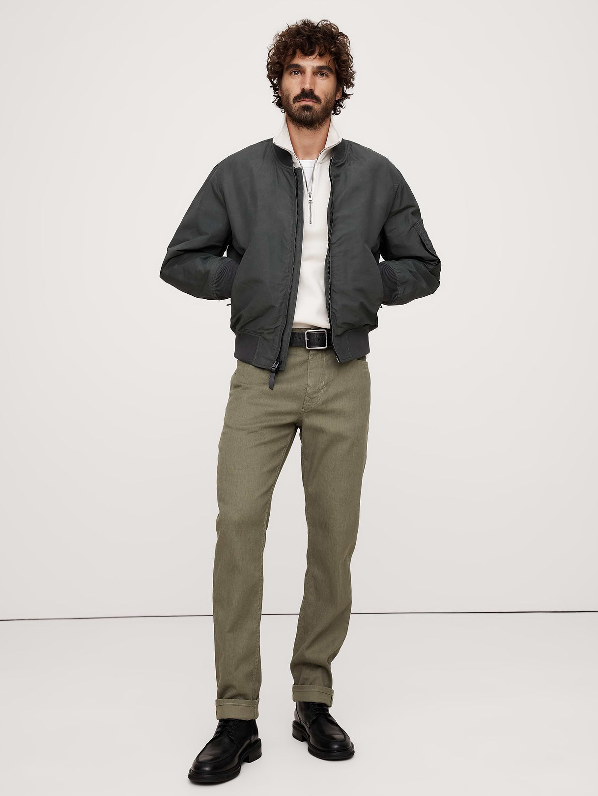 Slim Linen-Cotton Traveler Pant - Dark Olive Green