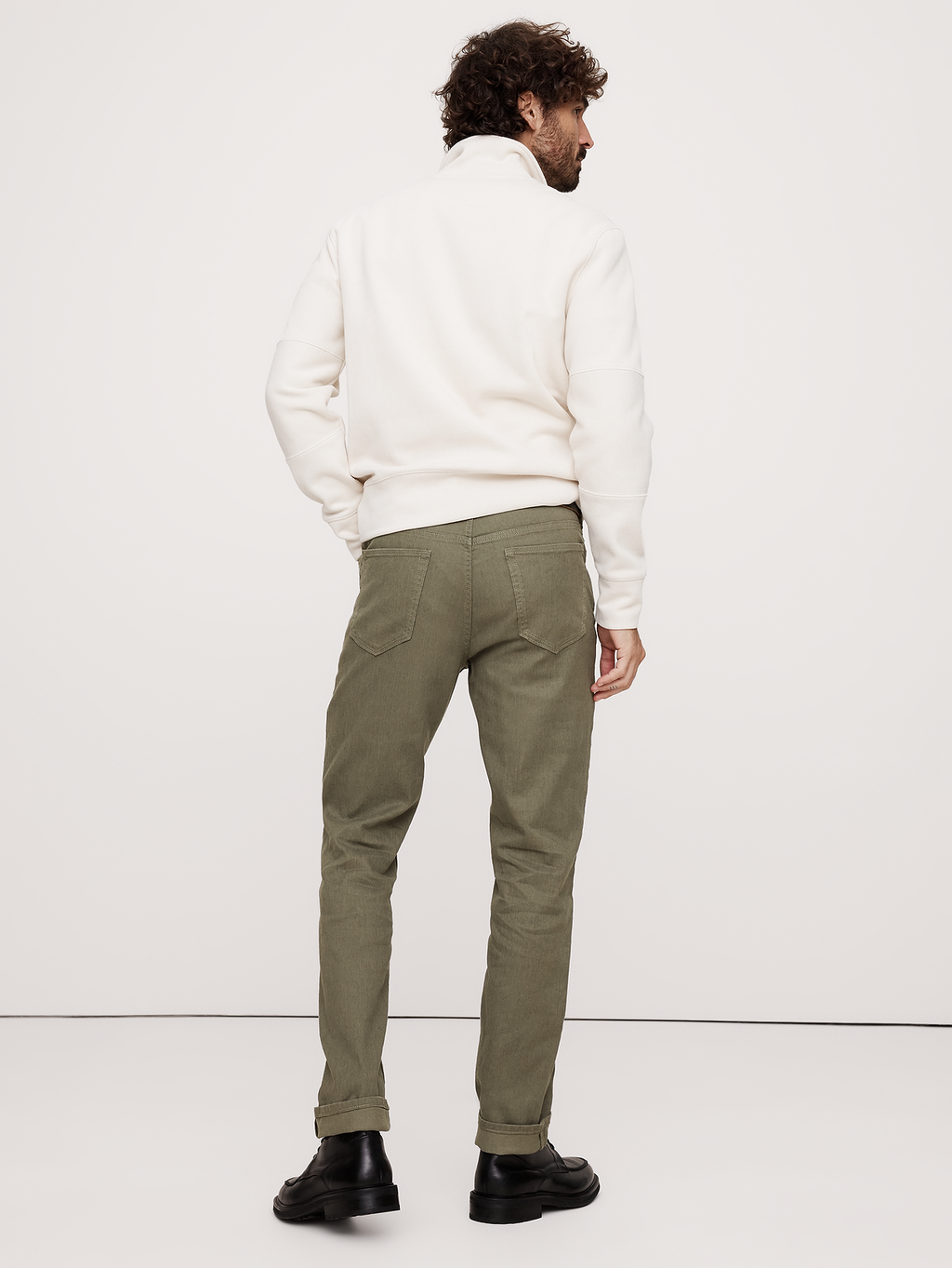 Slim Linen-Cotton Traveler Pant - Dark Olive Green