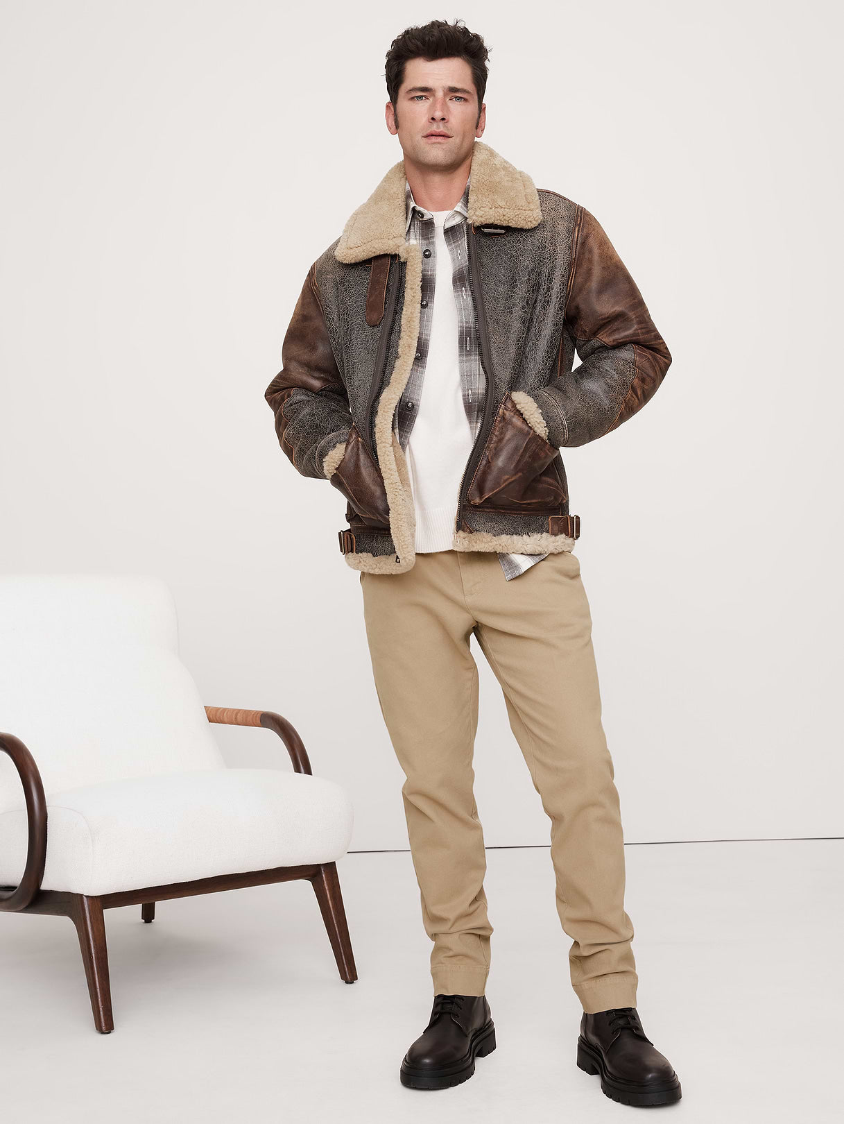 Slim Brushed Stretch Chino - Khaki Beige