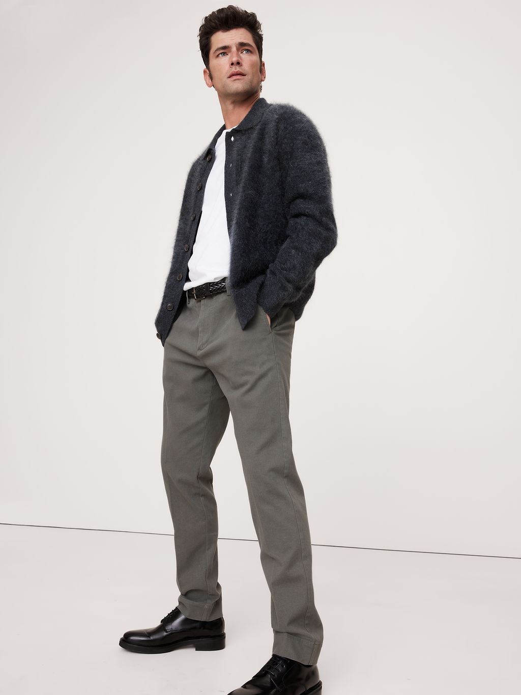 Slim Brushed Stretch Chino - Gray