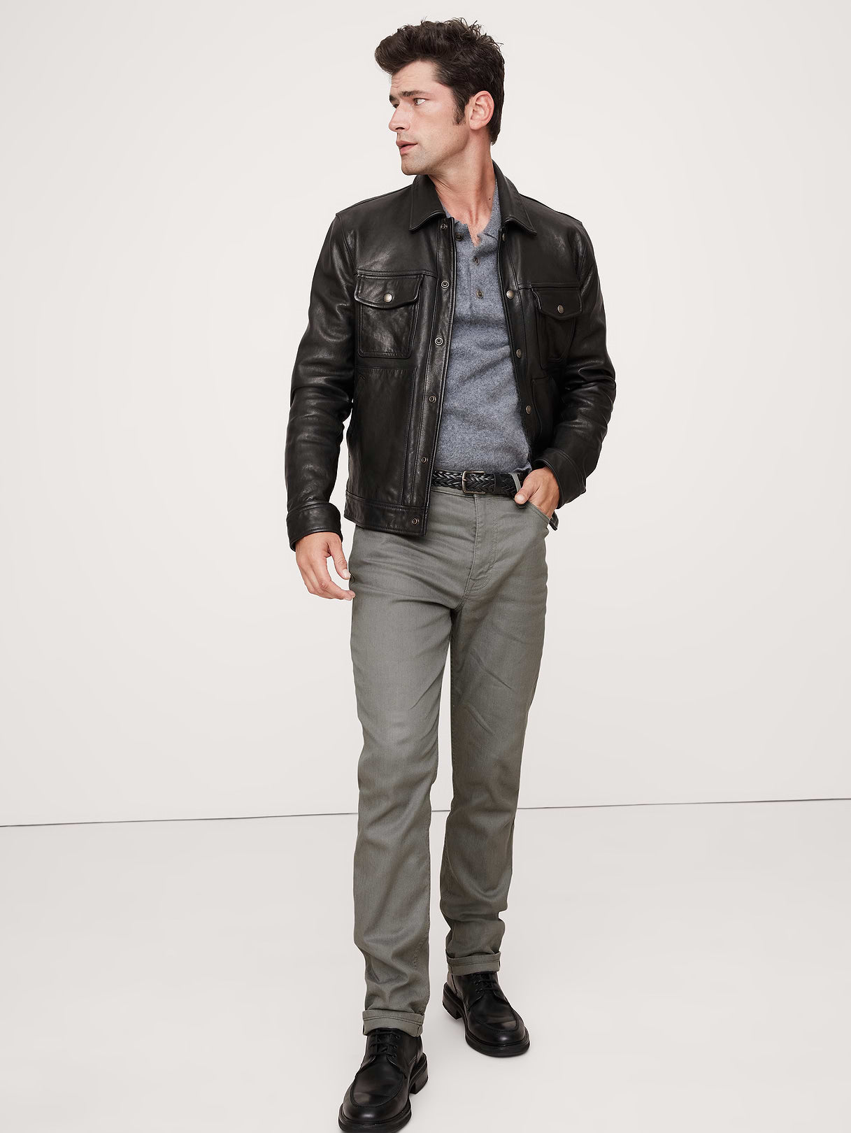 Slim Linen-Cotton Traveler Pant - Gray