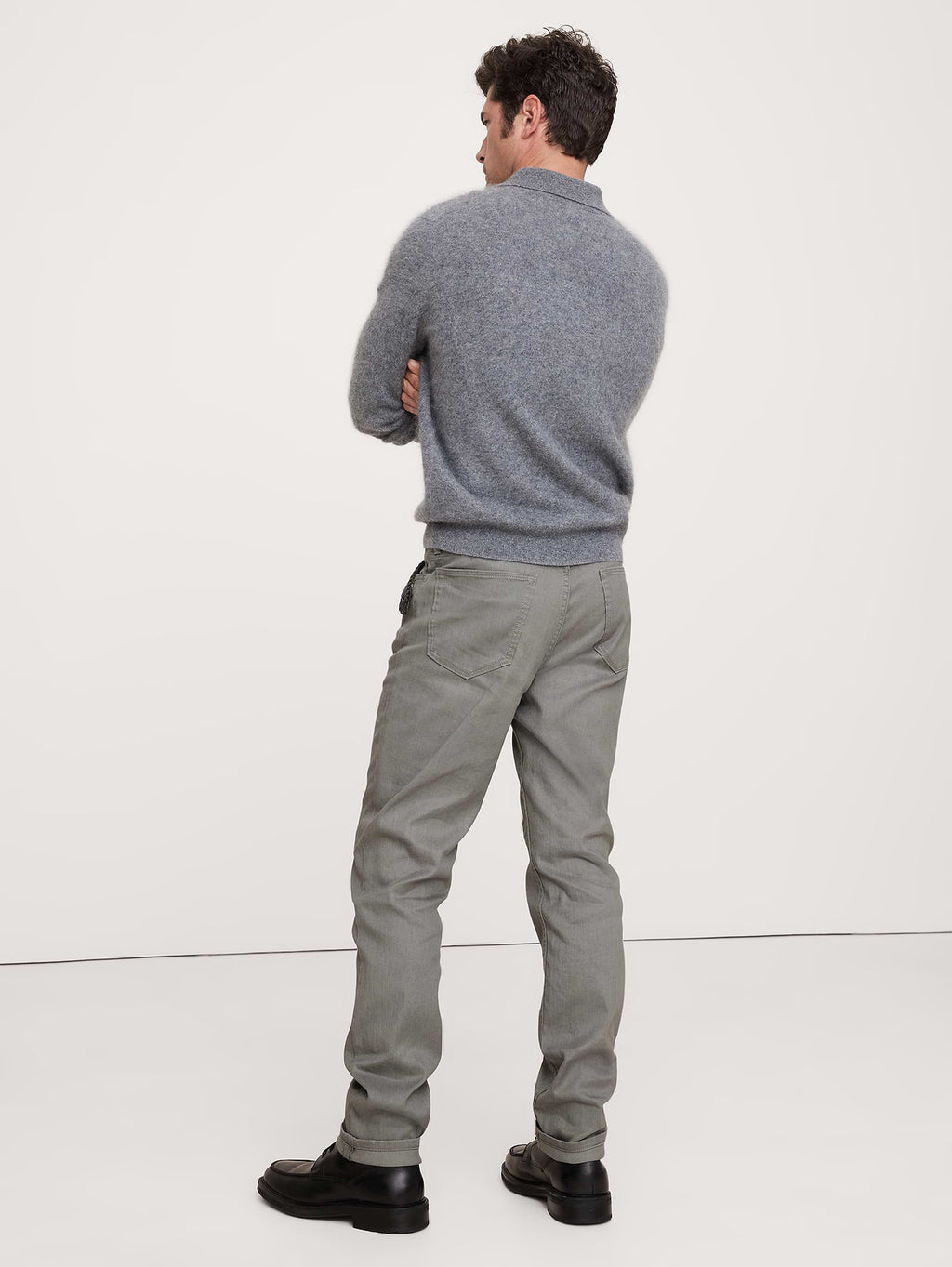 Slim Linen-Cotton Traveler Pant - Gray
