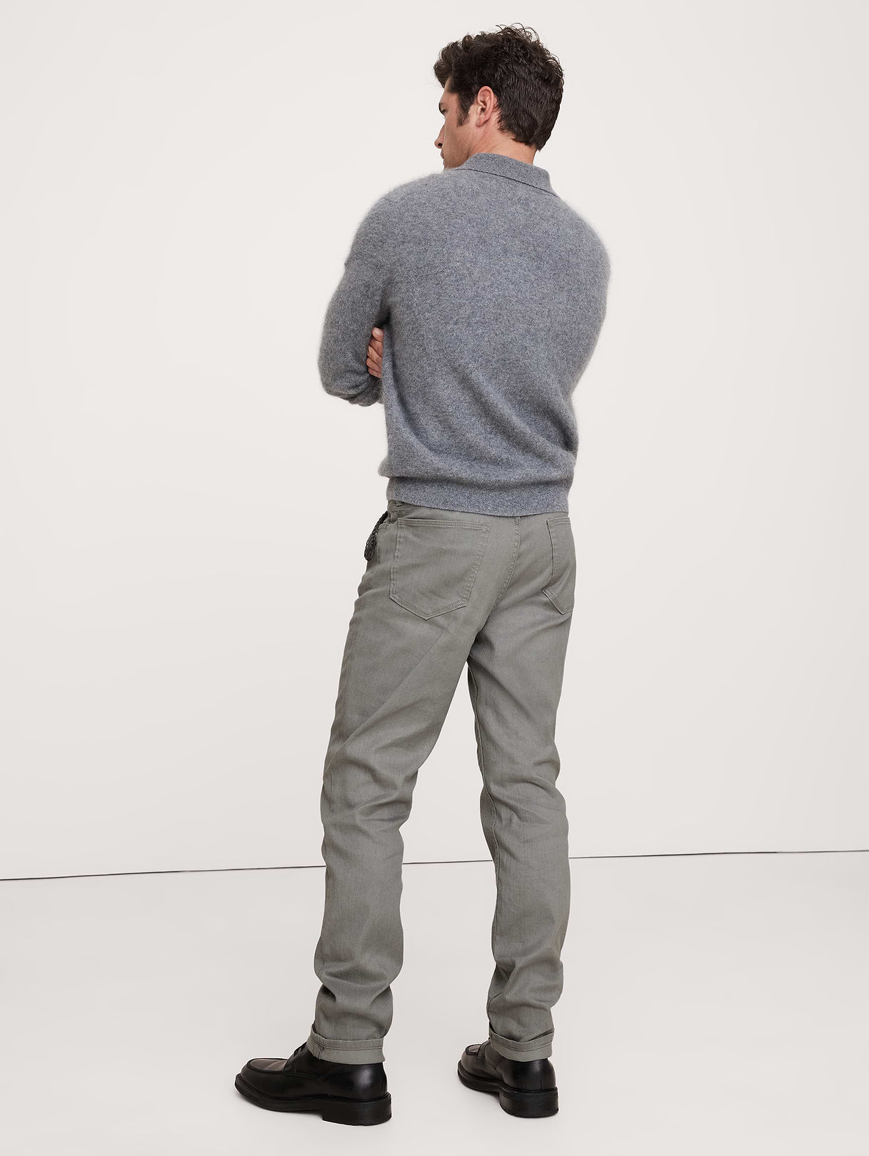 Slim Linen-Cotton Traveler Pant - Gray