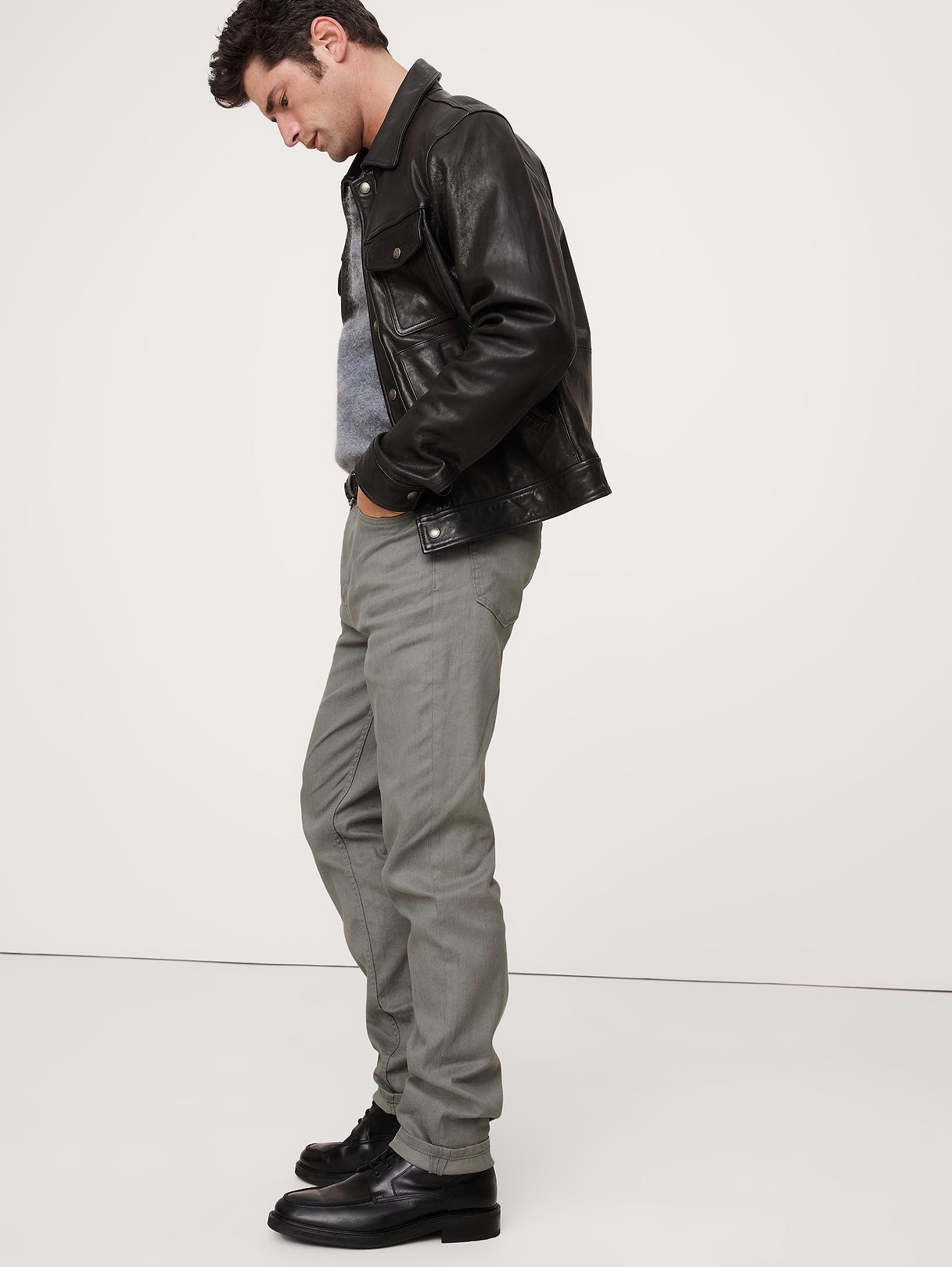 Slim Linen-Cotton Traveler Pant - Gray