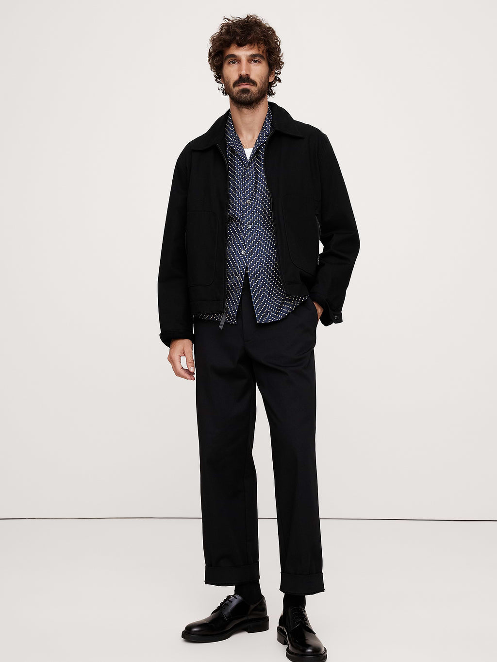 Standard-Fit Silk Resort Shirt - Blue Print