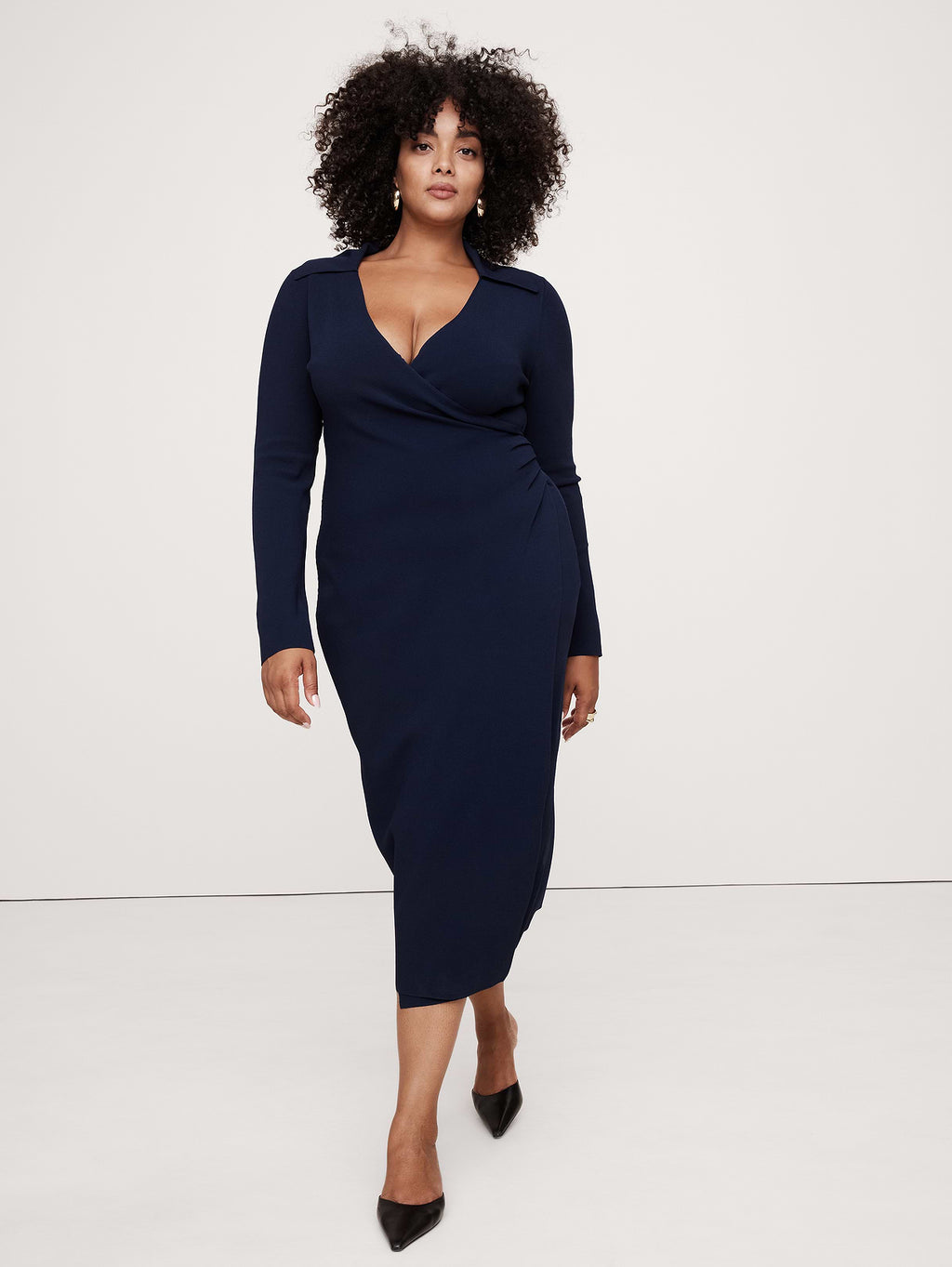 Polo Wrap Sweater Dress - Hyper Navy Blue