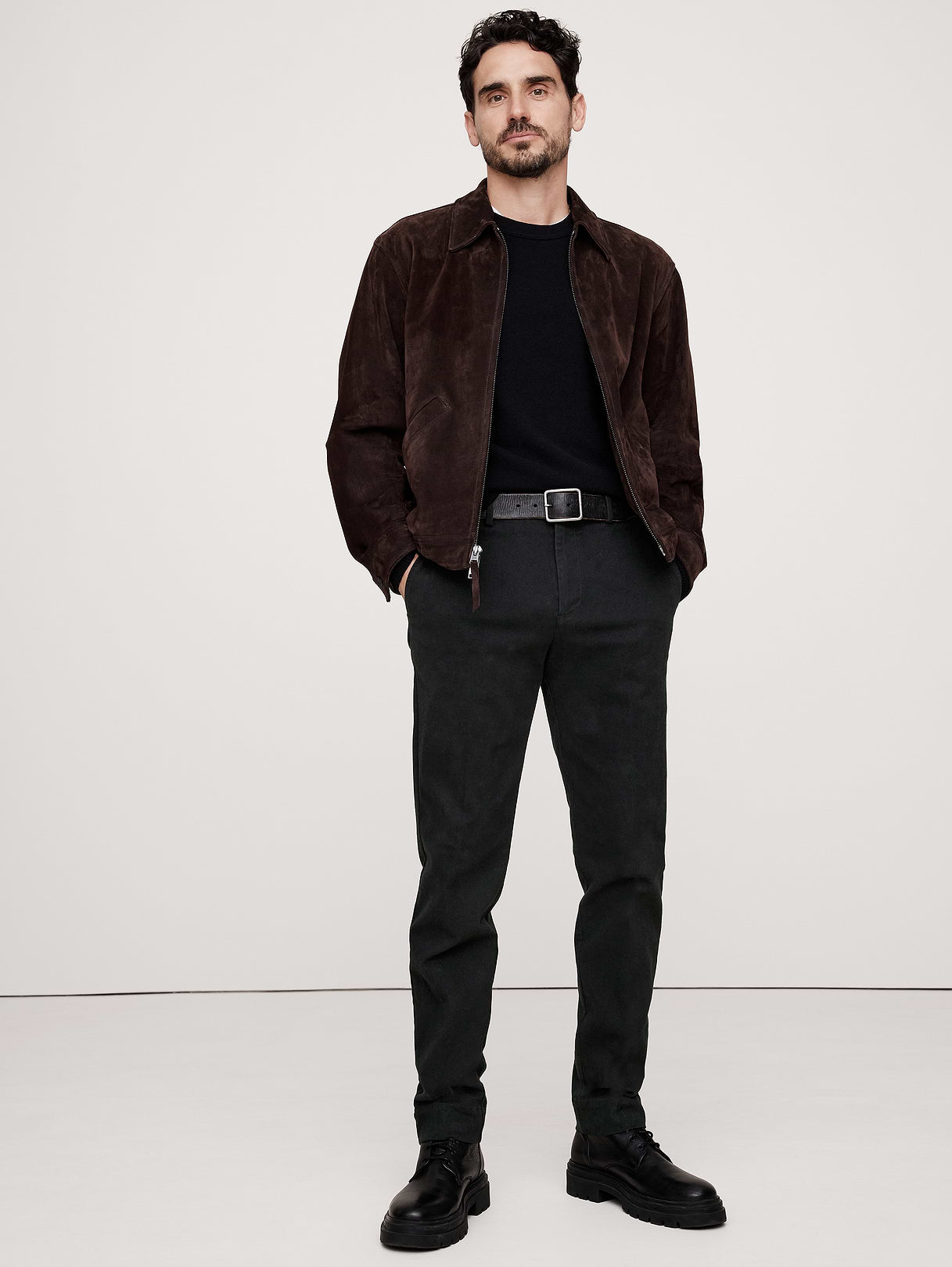 Slim Brushed Stretch Chino - Black