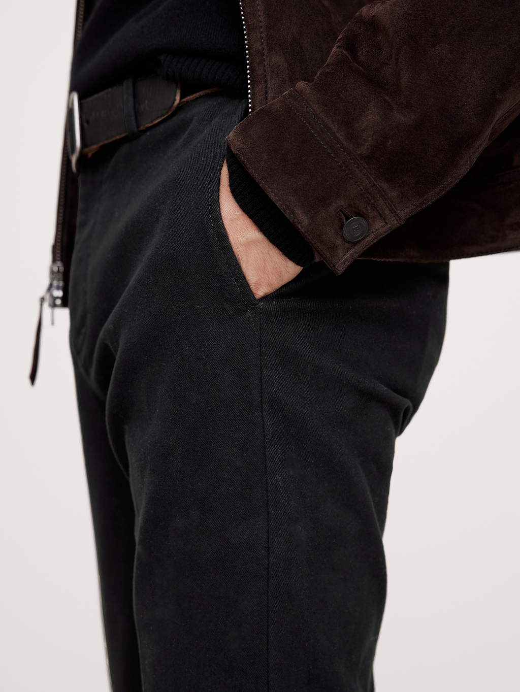 Slim Brushed Stretch Chino - Black
