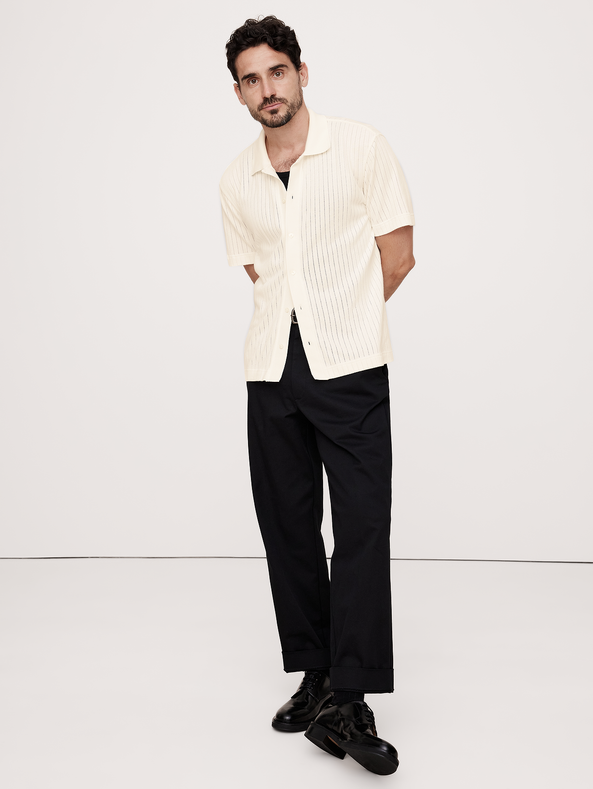 Ribbed Modal-Cotton Resort Shirt - White