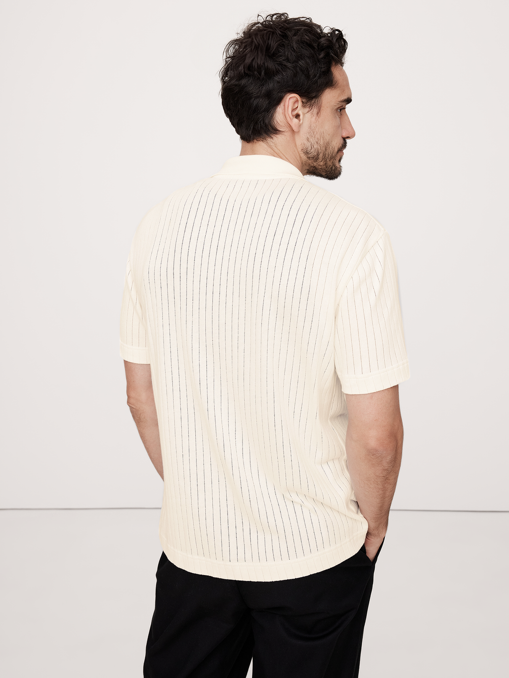 Ribbed Modal-Cotton Resort Shirt - White
