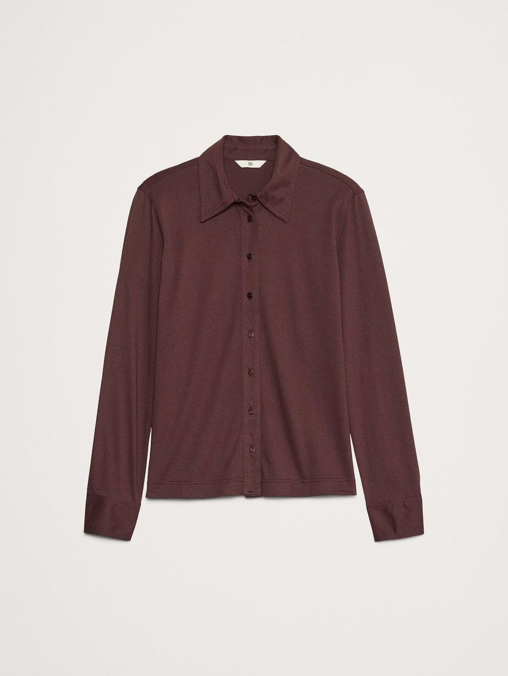 Silky Cotton Long-Sleeve Button-Down Shirt - Ruby Plum Purple